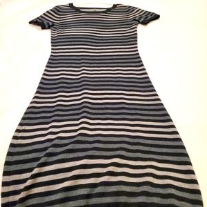 The Limited, midi sweater dress, black, gray and white stripes, size XS